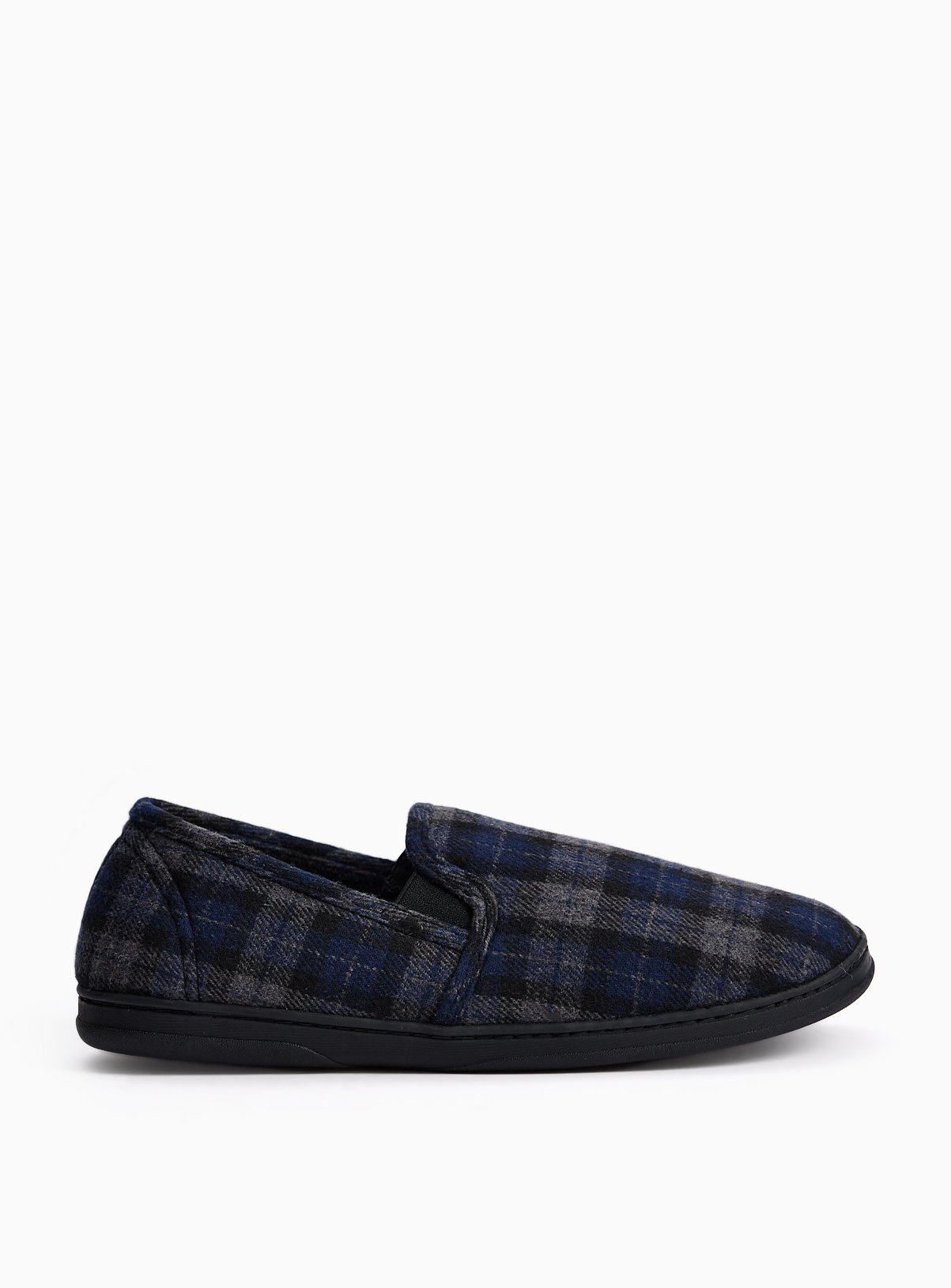 Black & Grey Checked Fur-Lined Slippers 12 - Image 2 thumbnail